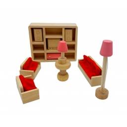 SET MUEBLES MADERA LIVING LOUNGE ROOM 14 PIEZAS JUGUETE