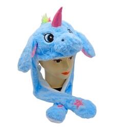 GORRO NIO INFANTIL MUEVE OREJAS CON LUCES LED Unicornio Celeste