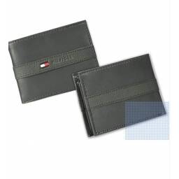 BILLETERA TOMMY HILFIGER  100% CUERO GRIS OSCURA